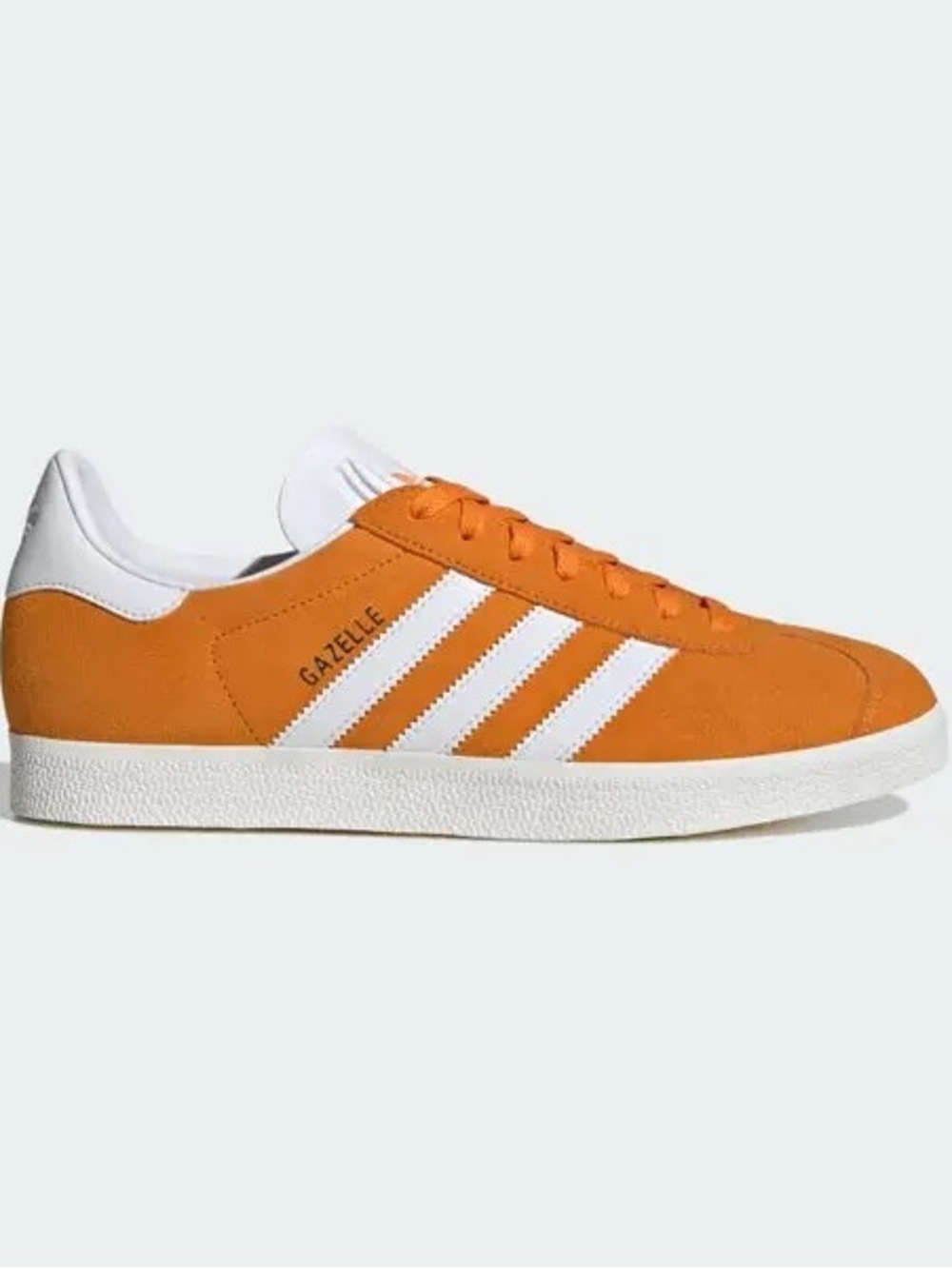 New In Box Adidas Gazelle Orange Suede Sneakers with White Stripes